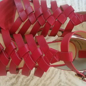 3" Block Heel Sandal, Red